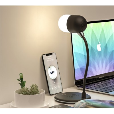 Multifunctional 3 in 1 Bluetooth speaker BT with LED Lamp and Wireless Charger household Portable speaker